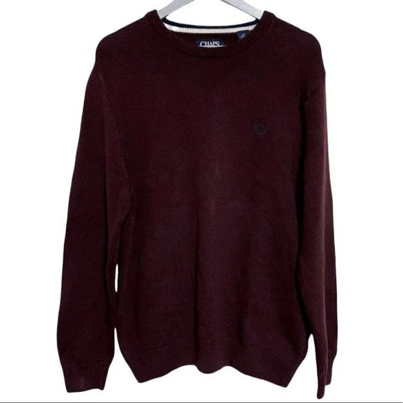Chaps L men’s burgundy‎ crew sweater - Picture 1 of 5